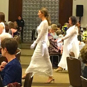 Off White Lace and Semi Sequined Formal